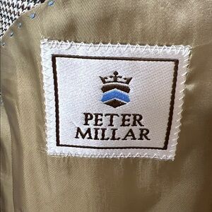 Peter Millar Wool Sport Coat 46XT Brown Blue Black Micro Houndstooth